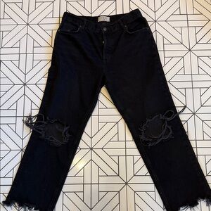 We The Free Black Distressed Flare Jeans